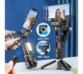 Escritorio Q18 siguiendo el modo de disparo estabilizador cardán trípode/palo Selfie con luz de relleno para teléfono móvil iPhone Smartphone
