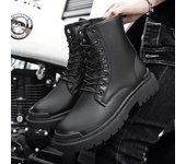 Botas altas para hombre, botas de moto de moda, botas casuales de cuero para hombre, botas de trabajo impermeables, botas de plataforma con cordones, botas para hombre 39 negro