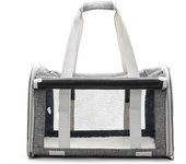 Bolsa de transporte para mascotas, transpirable, plegable, suave, con cojín, portátil, para viajes en avión o coche, color gris gris