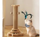 Juguete para gatos, plato giratorio de madera maciza, divertidos palos para gatos, tablero rascador de sisal duradero, suministros para gatos, columna de agarre para gatos 40x24cm