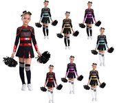 Traje de baile de porristas para niñas, vestido elegante de Halloween, vestido de manga larga, uniforme de animadora, disfraces, trajes de Cosplay 5-6 Years