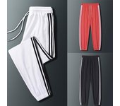 Pantalones de chándal informales para hombre, pantalones básicos, chándal con rayas laterales, ropa deportiva ajustada y transpirable, pantalones de chándal S blanco