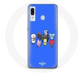 Funda para Samsung Galaxy A20e BTS BT21 Tata Chimmy Cooky Rj Koya Shooky y Mang Reproducir Música Fondo Azul