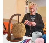 Portahilos de crochet de madera con base estable, sin rebabas, de usos múltiples, giratorio, magnético, para bobinar ovillos de lana