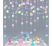 Guirnalda de puntos de estrella de papel con espejo láser para boda, decoración de fiesta de cumpleaños de sirena para niños, cartel colgante de Navidad para Baby Shower star