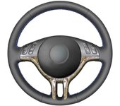 Negro de cuero Artificial protector para volante de coche para BMW E46 318i 325i 330ci E39 X5 E53 Z3 E36/7 E36/8 Sedan Serie 3 negro