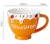 Taza creativa encantadora de fresa, taza de agua de cerámica, taza para café, taza para leche, té de la tarde, taza de agua de gran capacidad rojo