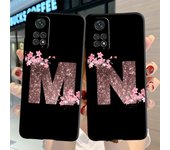 Funda de silicona con inicial de moda MN con letras de flores en color rosa para Xiaomi Redmi Note 11, 10 Pro, 12, 9S, 9, 8, 9C, 9A, K40, 10C, 8T, 9T Redmi Note 11 Pro