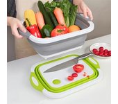 Tabla de cortar plegable, cesta para lavar frutas, multifunción, portátil, ahorra espacio, herramienta de cocina para acampar al aire libre. gris