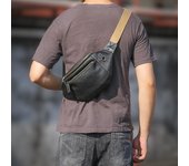 Bolso de pecho de piel auténtica, informal, de moda, bandolera, para deportes al aire libre, riñonera de uso diario para teléfono móvil.