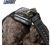 LOKMAT Reloj deportivo inteligente marquesina con luz Led, llamadas Bluetooth, reloj resistente al agua, mensaje, pulsador, monitor, seguidor Fitness de ritmo cardíaco negro