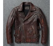 Chaqueta de cuero auténtico de gran calidad. Abrigo de cuero de vaca con remaches de motociclista. Prenda de cuero de estilo vintage S negro