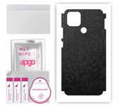 apgo Protective Skin Sticker for the back+sides compatible with Oppo A15, Full Wrap Film, Foil, Vinyl - Pattern Black Honeycomb