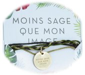 Les Trésors De Lily [R3090] - Pulsera de cordón 'Messages' en oro verde (Menos sabio que mi imagen) - 15 mm
