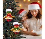 Adorno de campana de hombre de jengibre de Navidad, muñeco de jengibre de peluche con gorro de chef, figura con lazo, campana colgante para árbol de Navidad, decoración de mesa y ventana Women