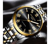 FNGEEN marca hueco reloj mecánico automático para hombres calendario reloj de acero inoxidable para hombres calendario impermeable