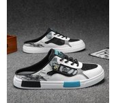 Zapatillas de lona de moda para hombre, zapatillas planas informales cómodas de verano para hombre, zapatos de tendencia masculina 39 negro