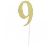 Creative Party Adorno para tarta con purpurina número 9 One Size oro