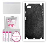 apgo Protective Skin Sticker for the back+sides compatible with Apple iPhone 7 Plus, Full Wrap Film, Foil, Vinyl - Pattern Black Leather