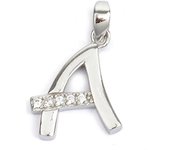 Les Trésors De Lily [Q9415] - Pendentif argent 'Lettre A' blanc argenté (rhodié) - 21x10 mm blanco