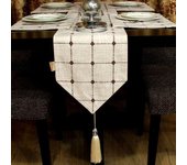 Camino de mesa con borlas modernas, colgante, bandera, algodón, lino, patrón de cuadrícula, simplicidad minimalista, decoración, mantel para té y comedor 32*45cm 2piece
