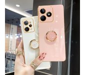 C 53 55 31 Estuche con soporte de anillo chapado de lujo para Oppo Realme C53 C31 C55 C21y C35 C33 C21 C30 A96 4g Funda trasera de silicona con soporte Realme C55