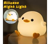 Lámpara de noche LED para niños, linda lámpara de noche con forma de pato, luz de silicona recargable por USB, luz de noche con sensor táctil, luces de noche para habitación de niños, regalo