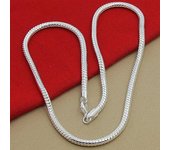 Collar de cadena de serpiente de plata de ley s925 de 16/18/20/24/22/24/26/30 pulgadas y 3mm para mujer y hombre, joyería de compromiso de boda 20cm plata