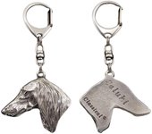 Saluki, galgo persa, galgo árabe, galgo gacela: llavero plateado con perro, adorno para bolso o mochila de la marca Art-Dog. plata