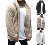 Abrigo polar con capucha de color sólido para hombre, otoño e invierno, tendencia de moda de polar para hombre L beige
