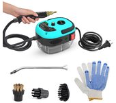 Limpiador a vapor portátil de 2500W, máquina de limpieza a vapor presurizada de alta temperatura con EU Plug azul