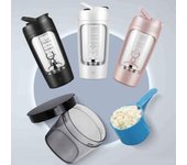 Botella mezcladora eléctrica de proteínas, portátil, recargable, de 1200 mAh, taza mezcladora automática, tazas mezcladoras de 650 ml para fitness 650ml color rosa