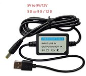 Cable de refuerzo de energía USB, 5V a 9V/12V 1A, módulo de aumento, Adaptador convertidor de potencia, enchufe de 2,1x5,5mm para enrutador, ventiladores y altavoces 9V