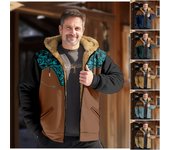Chaqueta con estampado de invierno para hombre Chaqueta con capucha y cremallera de tendencia informal para hombre XXXL negro