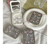 Estuche para lentes de contacto de dos piezas para niñas, minicaja portátil para lentes de contacto, contenedor para lentes de contacto, kit de almacenamiento en remojo one size