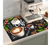 1 almohadilla absorbente para encimera de máquina de café expreso, suave, con temática de café, para desagüe de lavabo con protección para grifo para cocina y baño 30cm*40cm