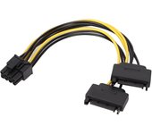 2 cables de alimentación SATA de 15 pines a PCIE de 8 pines macho, adaptador de alimentación GPU para accesorios de computadora.