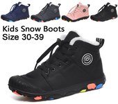 Botas de nieve de invierno para niños - Forradas en algodón, diseño de candado, calzado de exterior para niñas 35 gris oscuro