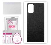 apgo Protective Skin Sticker for the back compatible with Samsung Galaxy A02s, Wrap Film, Foil, Vinyl - Pattern Black Honeycomb