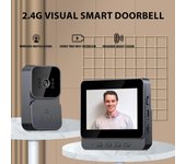 Timbre con intercomunicador visual inalámbrico de 2,4 G con pantalla, monitoreo de video inteligente de alta definición, timbre inteligente, intercomunicador bidireccional negro