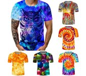 Camiseta de cuello redondo con estampado fresco 3D suelta informal a la moda para hombre XL verde