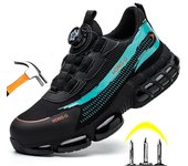 Zapatos de seguridad de alta calidad para hombre, zapatillas de trabajo con hebilla giratoria de alambre de acero, antigolpes, antiperforación, zapatos indestructibles 40 azul