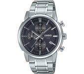 Reloj para hombre Casio Cronógrafo analógico estándar de acero inoxidable con esfera negra y cuarzo MTP-E510D-1A1V negro