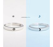 Anillos simples de luna y sol para parejas, anillos de boda de acero inoxidable negro para amantes, regalos para el Día de San Valentín B