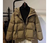 Chaqueta Acolchada De Algodón Cálido Engrosada Corta De Otoño E Invierno Chaqueta Con Capucha Para Mujer Chaqueta Acolchada De Algodón Con Cremallera Suelta Pequeña Ropa Exterior L marrón claro