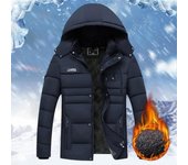 Chaqueta con capucha a prueba de frío de moda de invierno, ropa de abrigo lavable para hombre, abrigo térmico de color sólido para exteriores, resistente al viento, ropa de abrigo informal para hombre 4XL negro