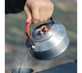 Hervidor de agua para acampar al aire libre de 1L, bote de agua ligero de acero inoxidable, hervidor de té portátil duradero para campamento Silver kettle 1L