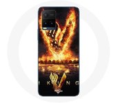 Coque pour Vivo Y21s 2021 / Y21 2021 Vikings Série Saison 6 logo V Epée de Feu Fond Noir