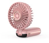 Ventilador portátil Mini ventilador eléctrico de mano con pantalla LED Pantalla de batería Soporte 5 viento ajustable color rosa