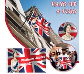 Bandera del Jubileo de platino, decoraciones del Jubileo de 70 años de la Unión Británica 2022, bandera con Su Majestad 2022 One Size